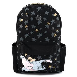 NWT Loungefly Disney Dumbo Elephant & Stars Graphic Print Black Backpack Bag